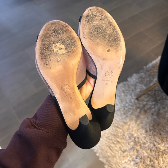 CHANEL black and mesh slip on heels size 40 - Picture 7 of 7